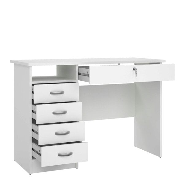 Wyld Haus Billabong White Wooden Office Desk 5 Drawers