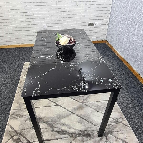 Kosy Koala Dining Table Black Glass Kitchen Place for 6 Seats, Dining Table Only (Black H 75 x L 134 x W 70 cm)
