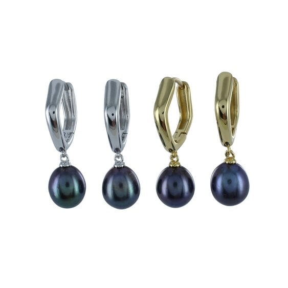 Reeves & Reeves Pentagon Peacock Pearl Hoop Earrings