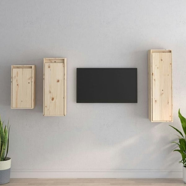 Berkfield TV Cabinets 3 pcs Solid Wood Pine