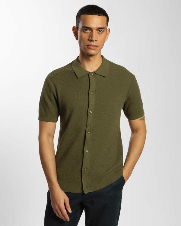 Steel & Jelly Textured Knitted Polo Shirt