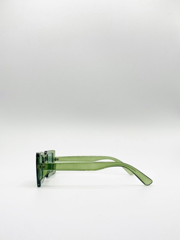 90's Mid Frame Rectangle Sunglasses In Crystal Green - svnx