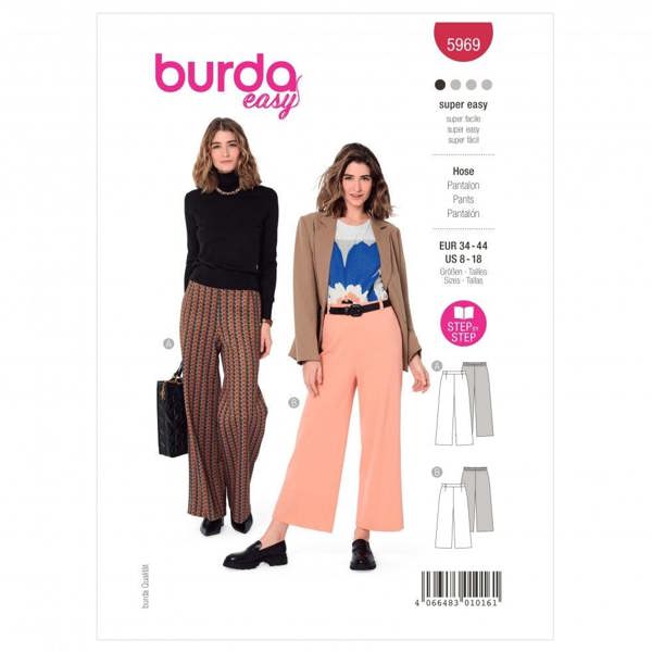 Burda Sewing Pattern 5969 Trousers For Women, 8-18 (34-44) - Easy