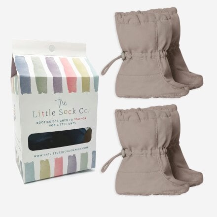 Little Sock Co. 2 Pack of All Weather Stay-on Booties - Showerproof & Windproof - 0-6 month - Haze + Haze