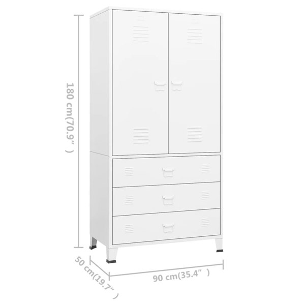 Berkfield Industrial Wardrobe White 90x50x180 cm Metal