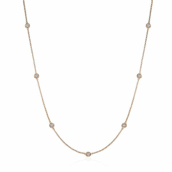 namana Long Rose Gold Chain Necklace with Stones
