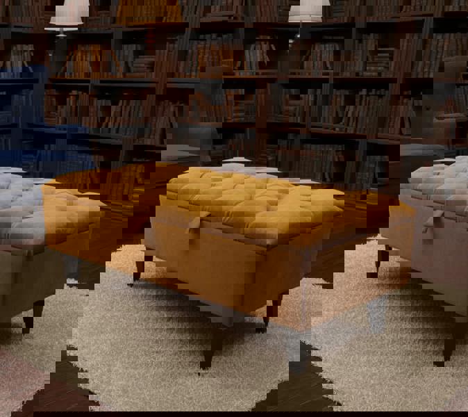 Burnt orange velvet pouffe footstool for living room - ISTOOLS