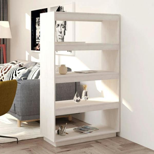 Berkfield Book Cabinet/Room Divider White 80x35x135 cm Solid Pinewood