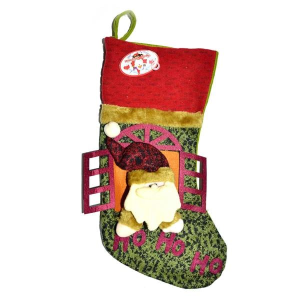 46cm Large Traditional Hand Crafted 3D Santa Stocking for Festive Home Display image 1