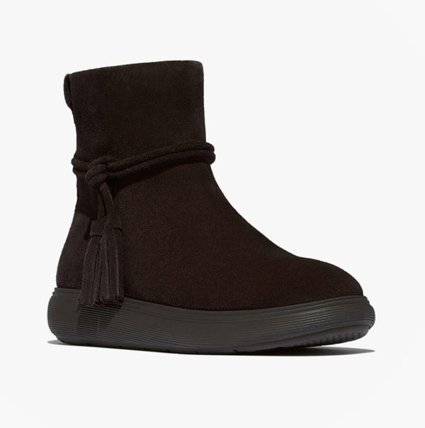 FitFlop iQ-COMFF TASSEL SUEDE Ladies Short Boots Chocolate Brown