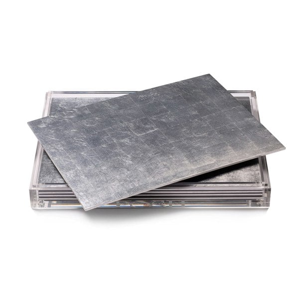 Servebox Clear Silver Leaf Chic Matte Silver - Posh Trading Company  - Interior furnishings london