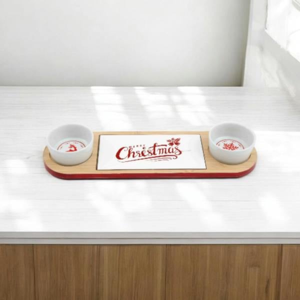 Sil Christmas Gift Snack Tray 40cm w/ Serving bowls