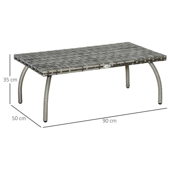 Wyld Haus Kedo Grey Rattan Rectangle Outdoor Coffee Table With Woven Finish