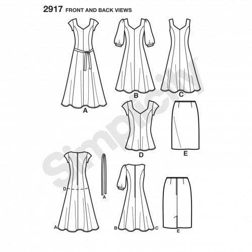 Simplicity Sewing Pattern 2917, Dresses, Skirts, Tops for Women, 20W-22W-24W-26W-28W - Intermediate