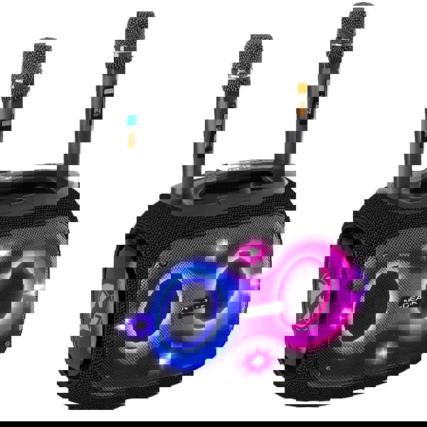 N-Gear | NRG600 Bluetooth Speaker Partybox with Lighting & 2 Microphones IPX5 Waterproof Black