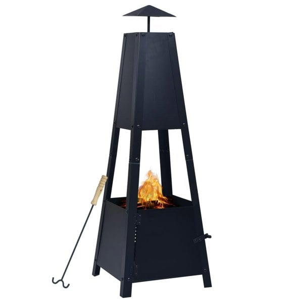 Berkfield Fire Pit Black 35x35x99 cm Steel