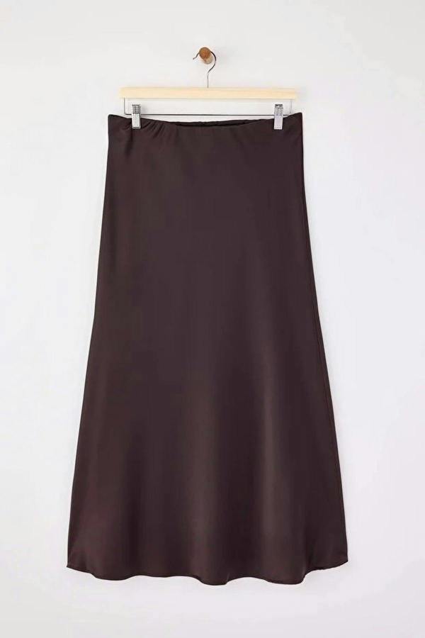 WOVCOR Midi Length Satin Woven Plus Size Skirt