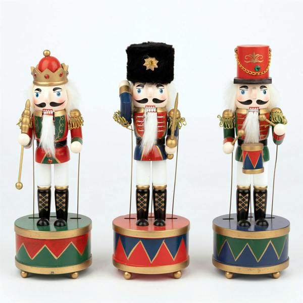 30cm Wooden Musical Nutcracker Soldier Christmas Ornament, Hand Painted Festive Table and Tree Decoration image 8