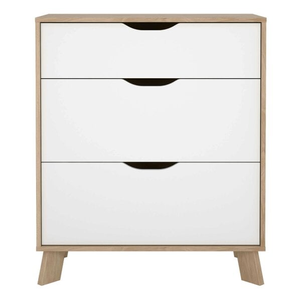 Wyld Haus Lira Jackson Hickory Wood and White Chest 3 Drawers