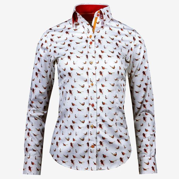 SMALL PHEASANT PRINT WOMENS SHIRT - Premium Men's Patterned Shirt by Claudio Lugli | Bold Design, Tailored Fit, Best Printed Shirts