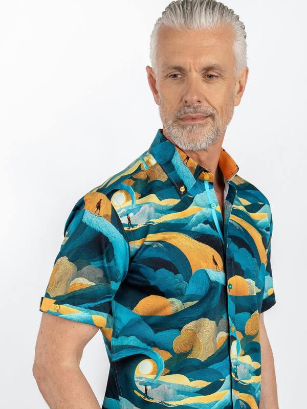 THE CELESTIAL WAVE SURFER PRINT SHIRT - Claudio Lugli Shirts
