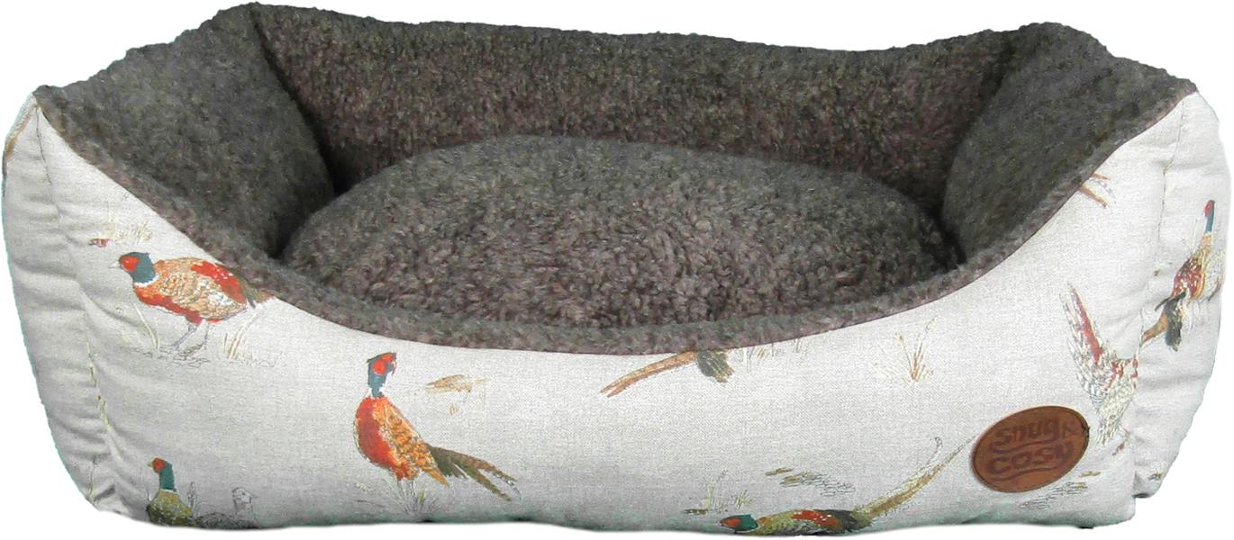 Pheasant Print Luxury Dog Bed | Nature Range - Dog Bed for dogs Snug and Cosy Pets