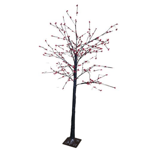 Samuel Alexander 180cm 6ft Christmas Lit Black Twig Tree Red Berry 600 Warm White LED