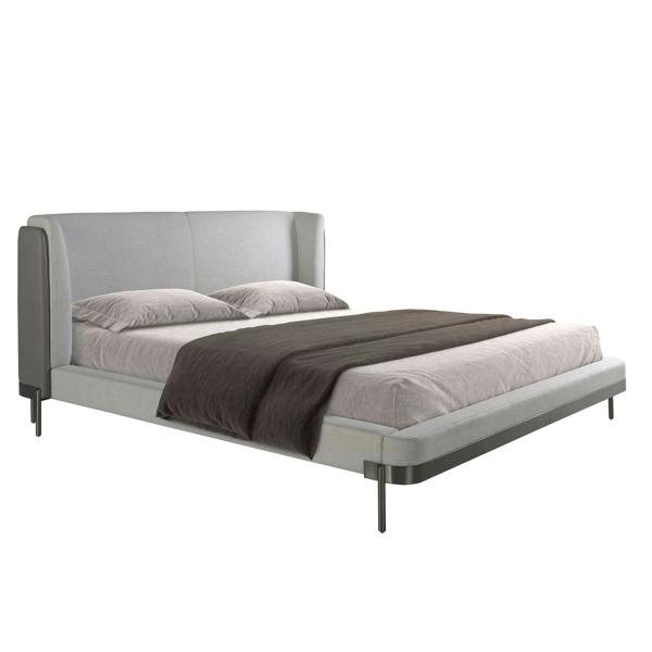 Angel Cerdá Light Grey Fabric and Dark Grey Leatherette Bed 7156