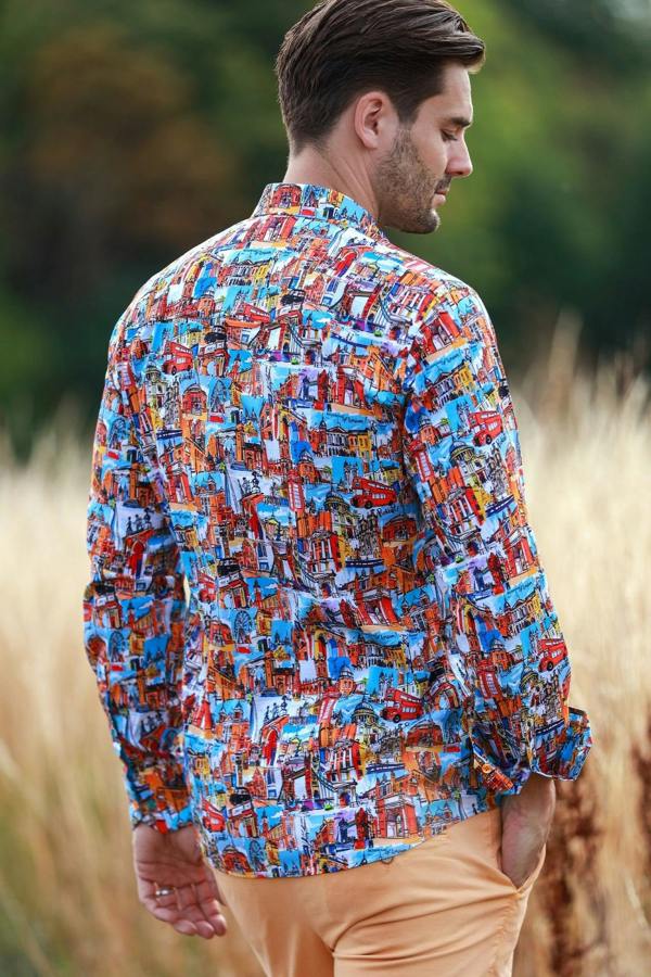 LONDON LIFESTYLE TENCEL PRINT SHIRT - Claudio Lugli Shirts
