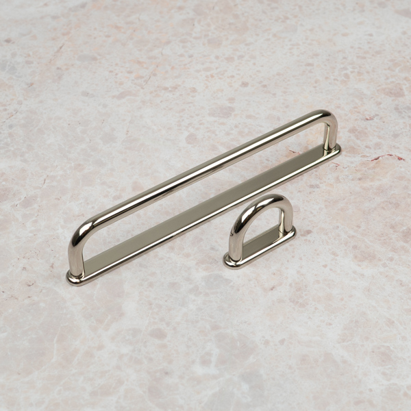 Handle & Home Bright Nickel  Loop Cabinet Handles with Backplate