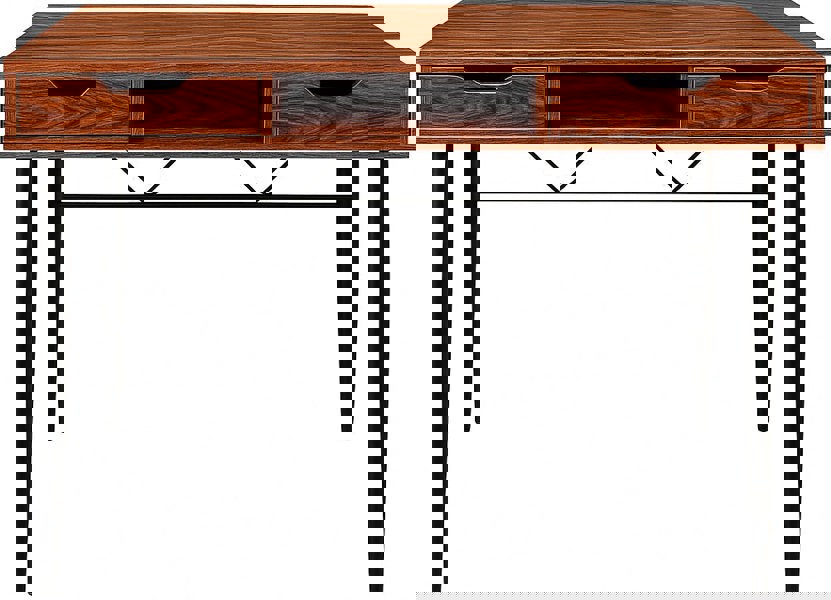 MDA Designs Kenora Home Office Study Ergonomic Desk Table Workstation with Drawers Walnut Black