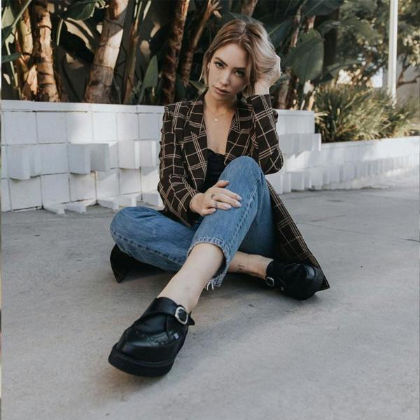 TUK Footwear TUK Pointed Creeper Black Leather Monk Buckle Platform Shoes - A8520