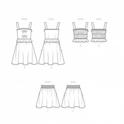 Simplicity Sewing Pattern 9560, Dresses, Tops, Skirts for Kids, HH (3-4-5-6) - Easy