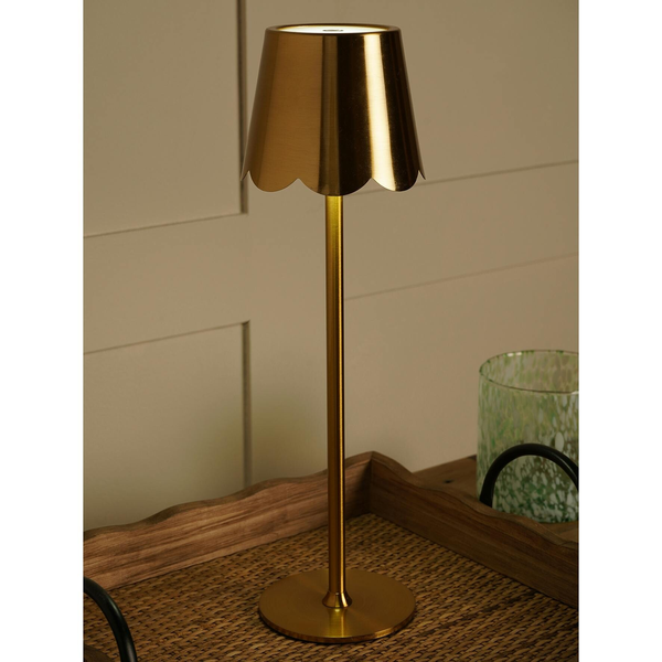 Hestia Scallioped Edge Brass LED Rechargeable Touch Lamp