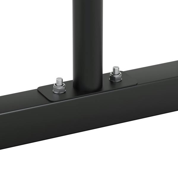 Close-up of large parallettes showing sturdy black metal construction, textured grip surface, and secure bolt fittings for stability