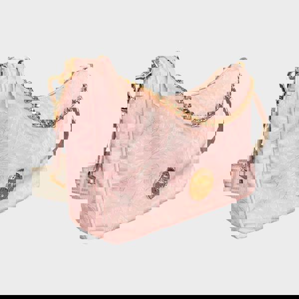 Versace Hobo Medusa Head Floral Large Shoulder Bag Pink