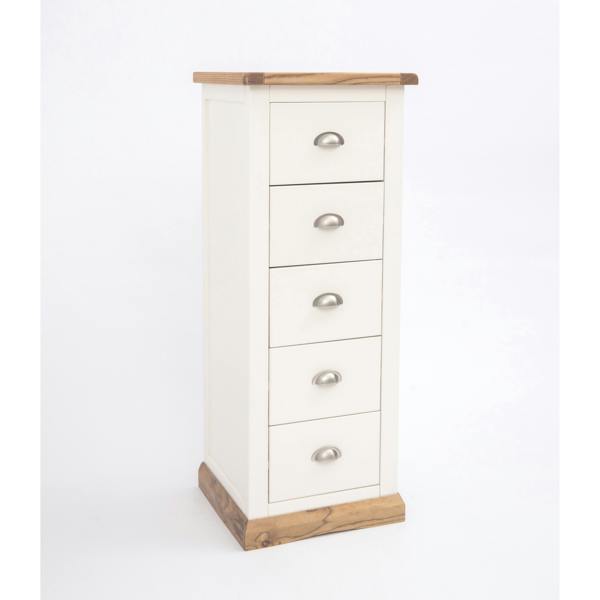 Cabinet Bits Tropea 5 Drawer Narrow Chest of Drawers Chrome Cup Handle