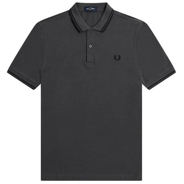 Fred Perry Black Twin Tipped Collar Grey Polo Shirt XS