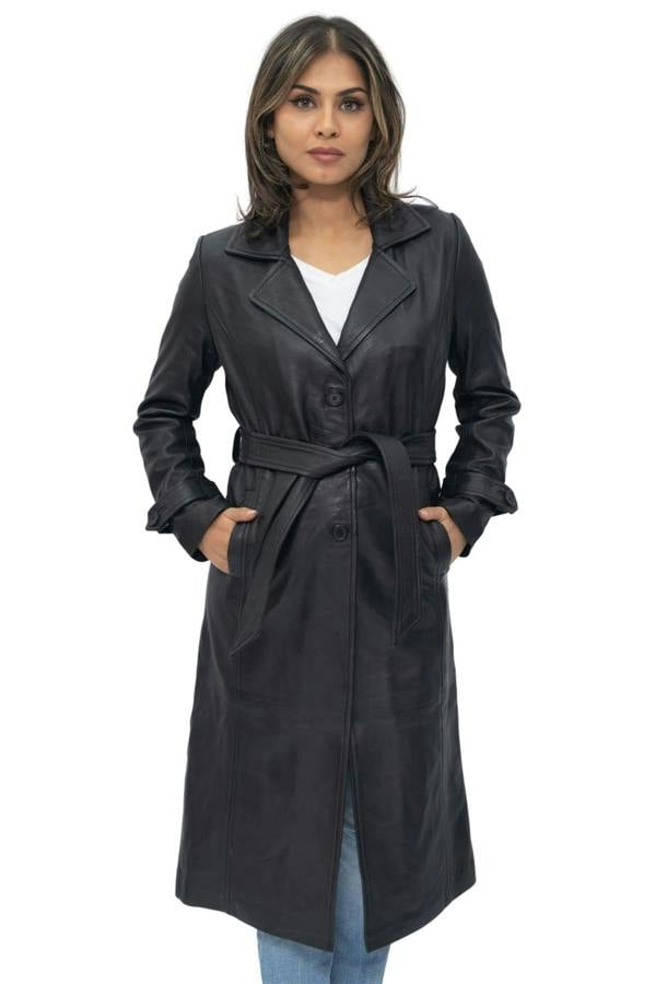 Infinity Leather Womens Full Length Trench Coat-Alhambra