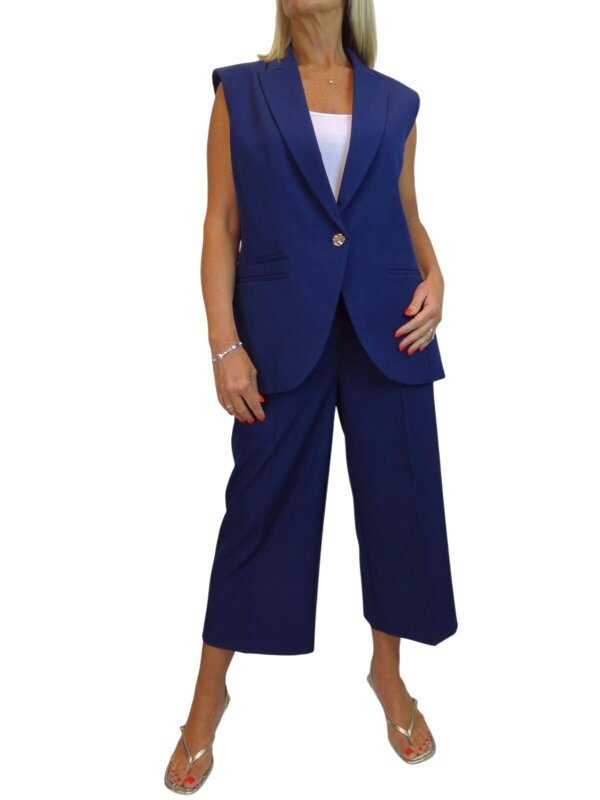 Paulo Due Women's 2 Piece Waistcoat Trouser Suit - Navy Blue