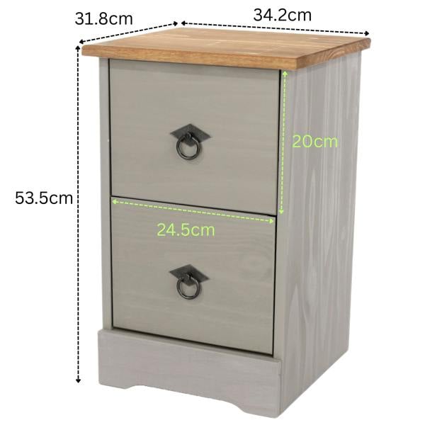 Core Products Corona Grey Modern 2-Drawer Bedside Cabinet