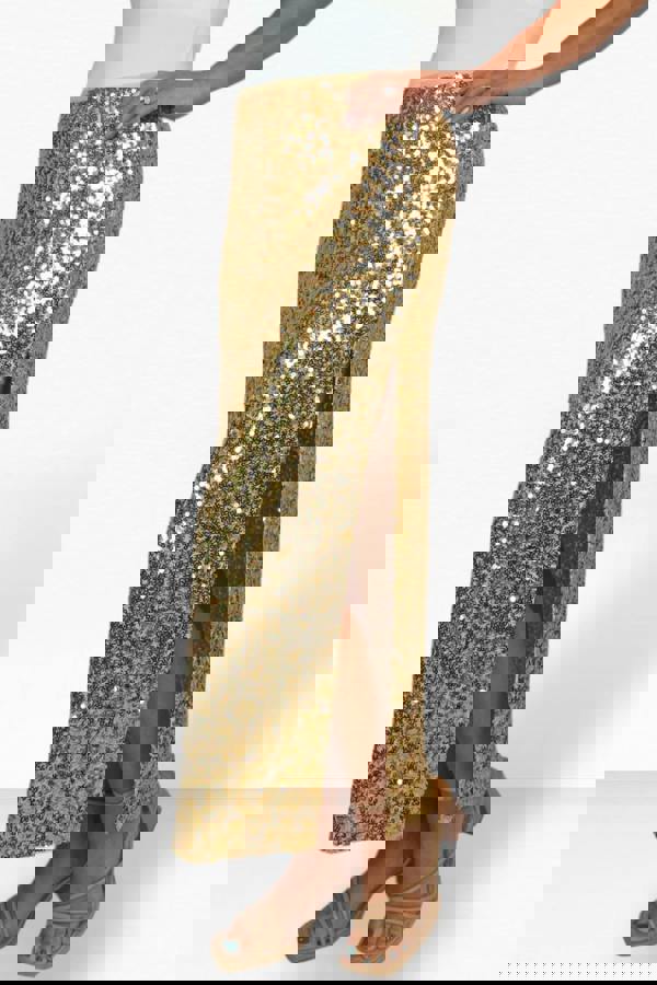 Paulo Due Women's Sequin Maxi Skirt with Side Slit