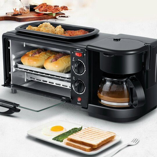 Havendro 3-In-1 Breakfast Machine, Portable Breakfast Maker with Non-Stick Griddle, Coffe