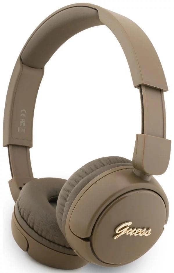 Guess Script Metal Logo On Ear Wireless Headphone Brown - GUBHV6SCW