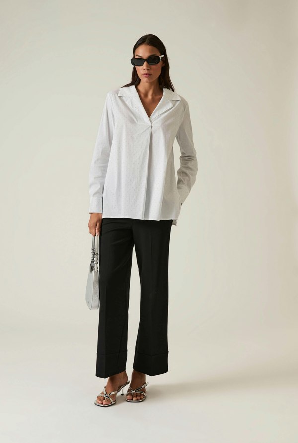 James Lakeland Embellished White Cotton Shirt
