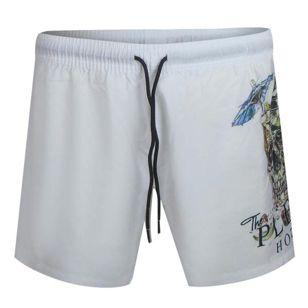 Philipp Plein Plein Hotel Logo Medium Boardshort White Swim Shorts L