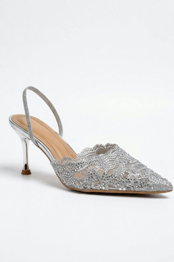 ikrush Genevieve Embellished Lace Mesh Pointed Heels