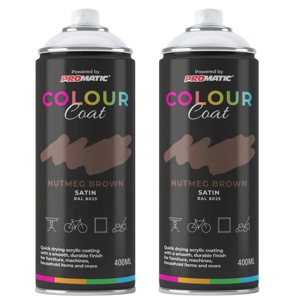 Colour Coat 2X Nutmeg Brown RAL 8025 Satin Spray Paint 400ml
