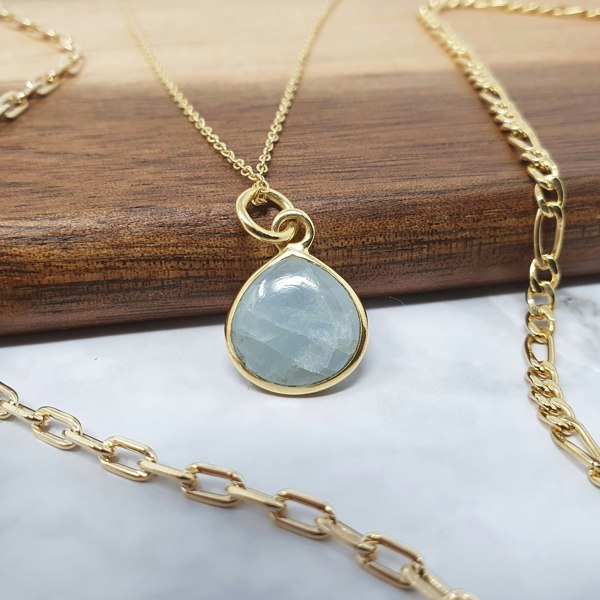 18ct Gold Vermeil Plated Aquamarine Necklace