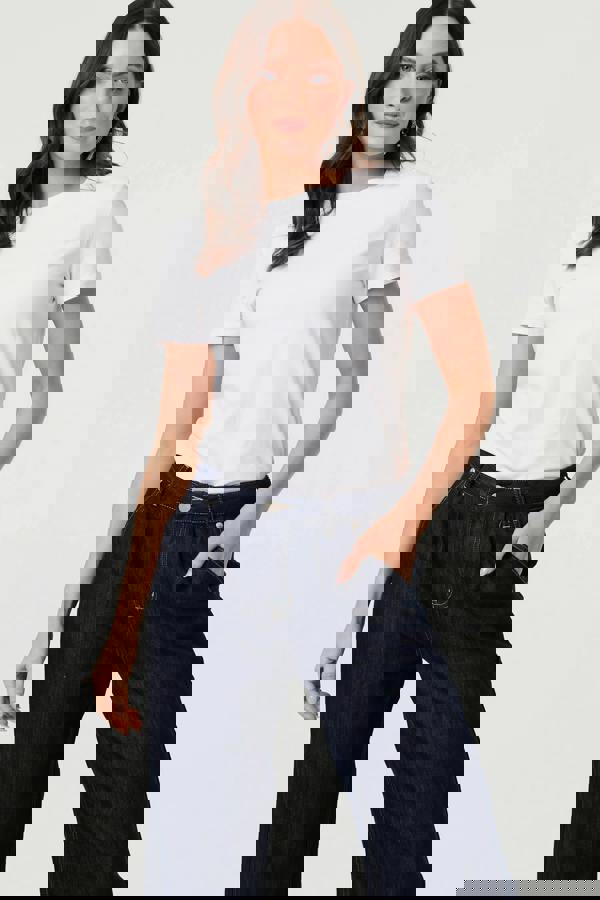 Black | High Waist Pleat Front Wide Leg Jeans